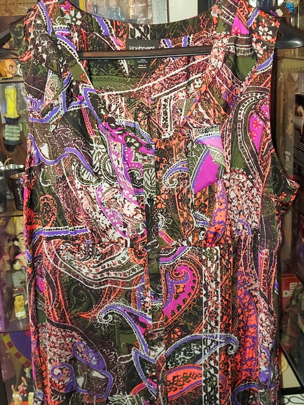 Lane Bryant Paisley Sleeveless Tunic with Pink and Purple Accents